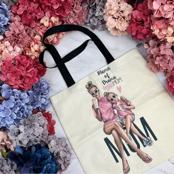 Eco-Friendly Mama of Drama Girl Mom Folding Tote Bag - Picture 3 of 14